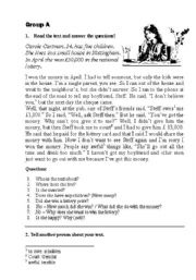 English Worksheet: Money - three texts for pair/group work