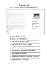 English Worksheet: Postcards