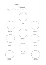 English worksheet: Color/label the color