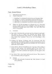 English worksheet: Animal Idioms Lesson Plan