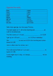 English Worksheet: Opposites