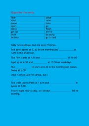 English worksheet: Opposites