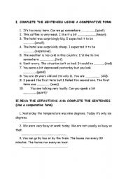 English worksheet: comparatives