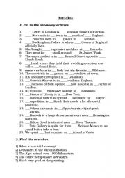 English Worksheet: The Article exercises (geographical and proper names)