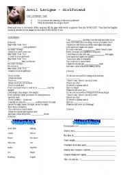 English Worksheet: Avril Lavigne - Girlfriend