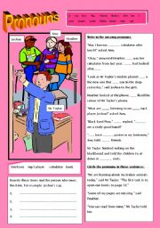 English Worksheet: Pronoun Practice