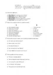 English worksheet: Wh- questions