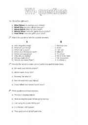 English Worksheet: Wh- questions