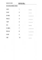 English worksheet: WORD ORDER-NUMBERS