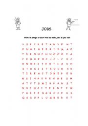 English Worksheet: jobs crossword