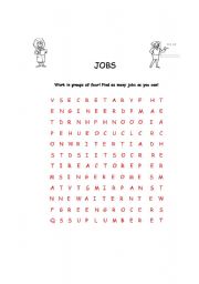 English worksheet: jobs crossword