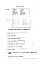 English worksheet: Prepositions 