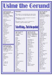 English Worksheet: Using the GERUND