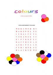 English worksheet: colours crossword