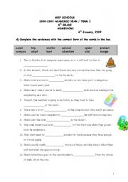 English worksheet: Vocabulary  study with WILL/CAN/HAVE TO