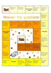 English Worksheet: Board Game 