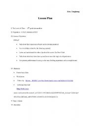 English worksheet: lesson plan