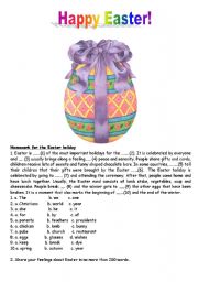 English Worksheet: Easter homework