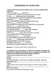 English Worksheet: comparison of adjectives