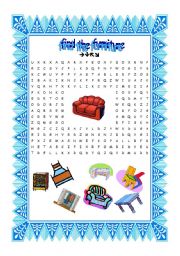 English Worksheet: find the furniture