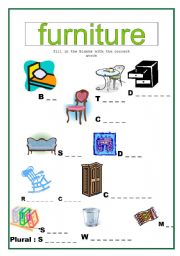 English Worksheet: furniture worksheet