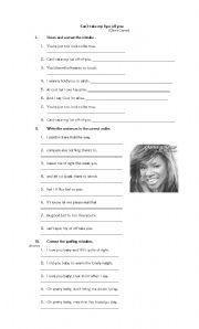English worksheet: Can`t take my eyes off you