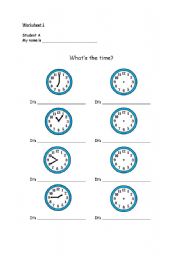 English Worksheet: Whats the time?
