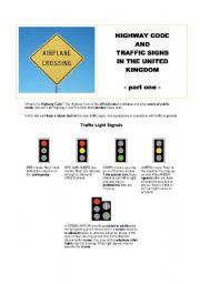 English Worksheet: Highway code in England