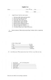 English worksheet: quiz simple present -present continuous