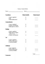 English Worksheet: Fantasy Contract Rubric