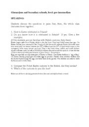 English worksheet: Easter speaking