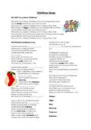 English worksheet: Christmas songs