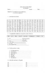 English Worksheet: Reinforcing contents.