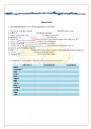 English worksheet: Comparatives and Superlatives