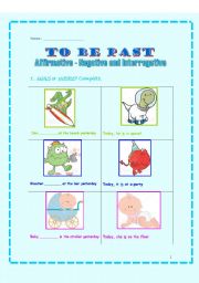 English worksheet: TO BE PAST AFF - NEG - INT