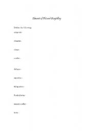 English worksheet: Elements of plot and storytelling
