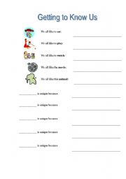 English Worksheet: Getting to Know Us
