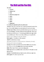 English worksheet: Thw Wolf and the Five kids