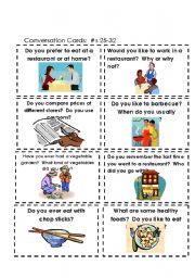 English Worksheet: Conversation Cards  Food #s 17-25