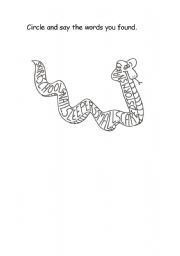 English Worksheet: The Snake of Words