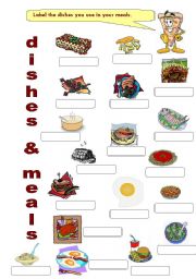 English Worksheet: FOOD 5 - Meals & Dishes