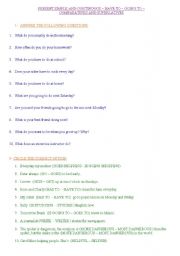 English worksheet: present simple and continuous - questions - cirlcle the correct option