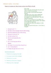 English worksheet: ROUTINES - READING COMPREHENSION - 