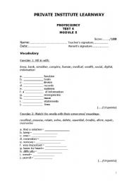 English Worksheet: test proficiecy