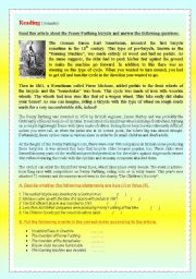 English Worksheet: history of the bicycle