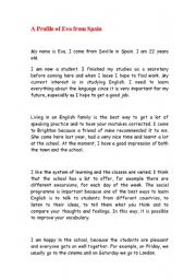 English Worksheet: writing own profile