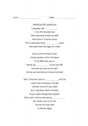 English Worksheet: American Pie, Madonna