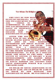 English Worksheet: New Orleans - The Birthplace of Jazz