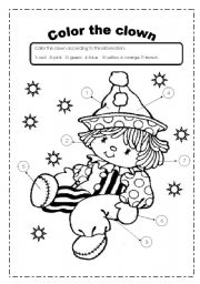 English Worksheet: Color the Clown