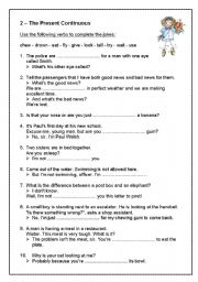 English Worksheet: The Present Continuous - Jokes